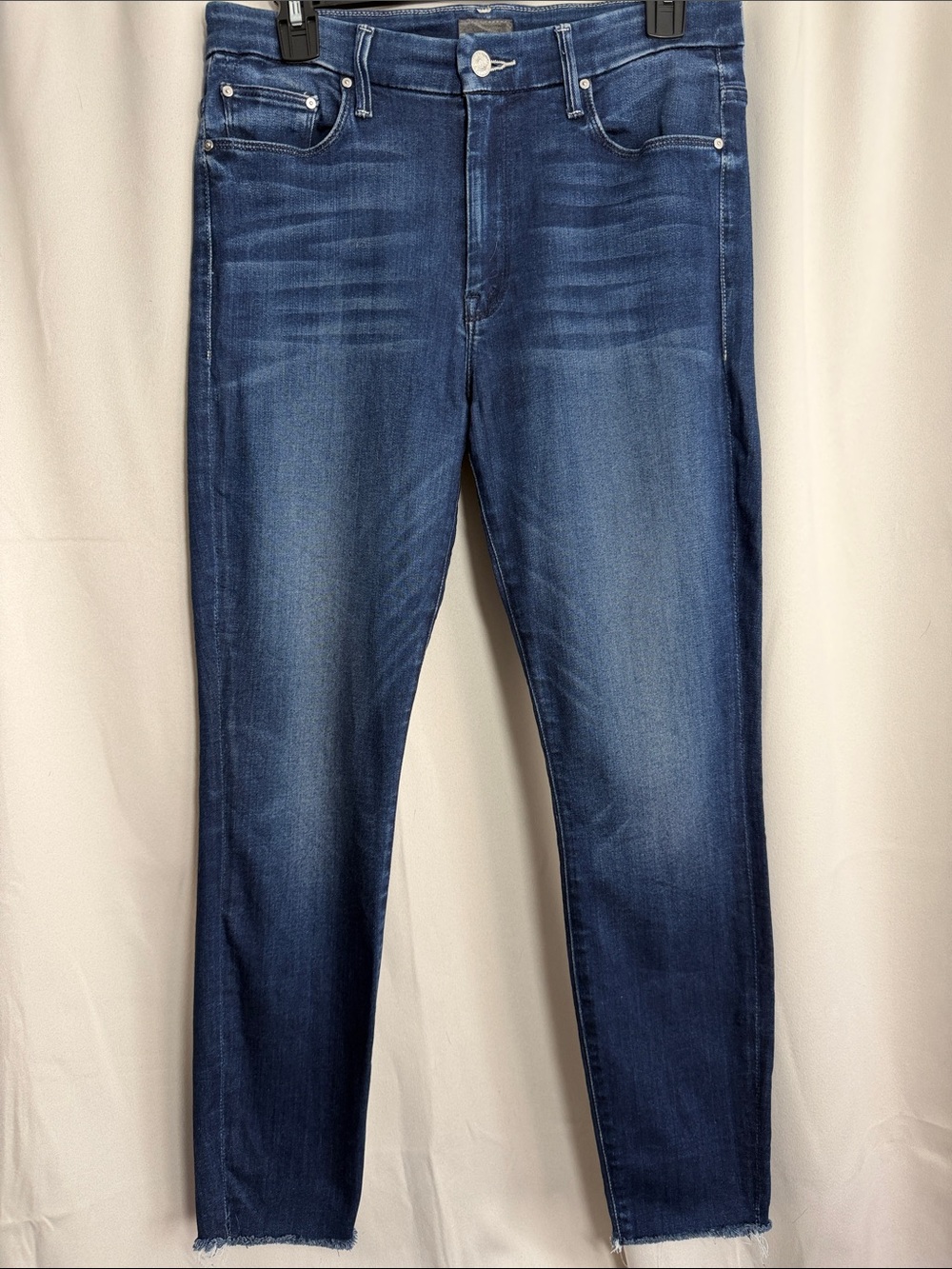 MOTHER Denim High Waisted Looker Ankle Fray Tongue And Chic Dark Wash Size 30